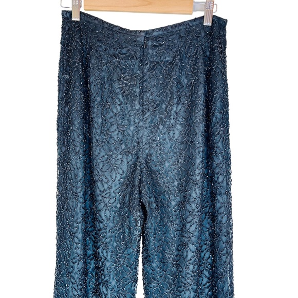 Vintage ZOLA EVENING Black Beaded Wide Leg Pants‎ Sz 10 Party Holiday Formal - Picture 4 of 13